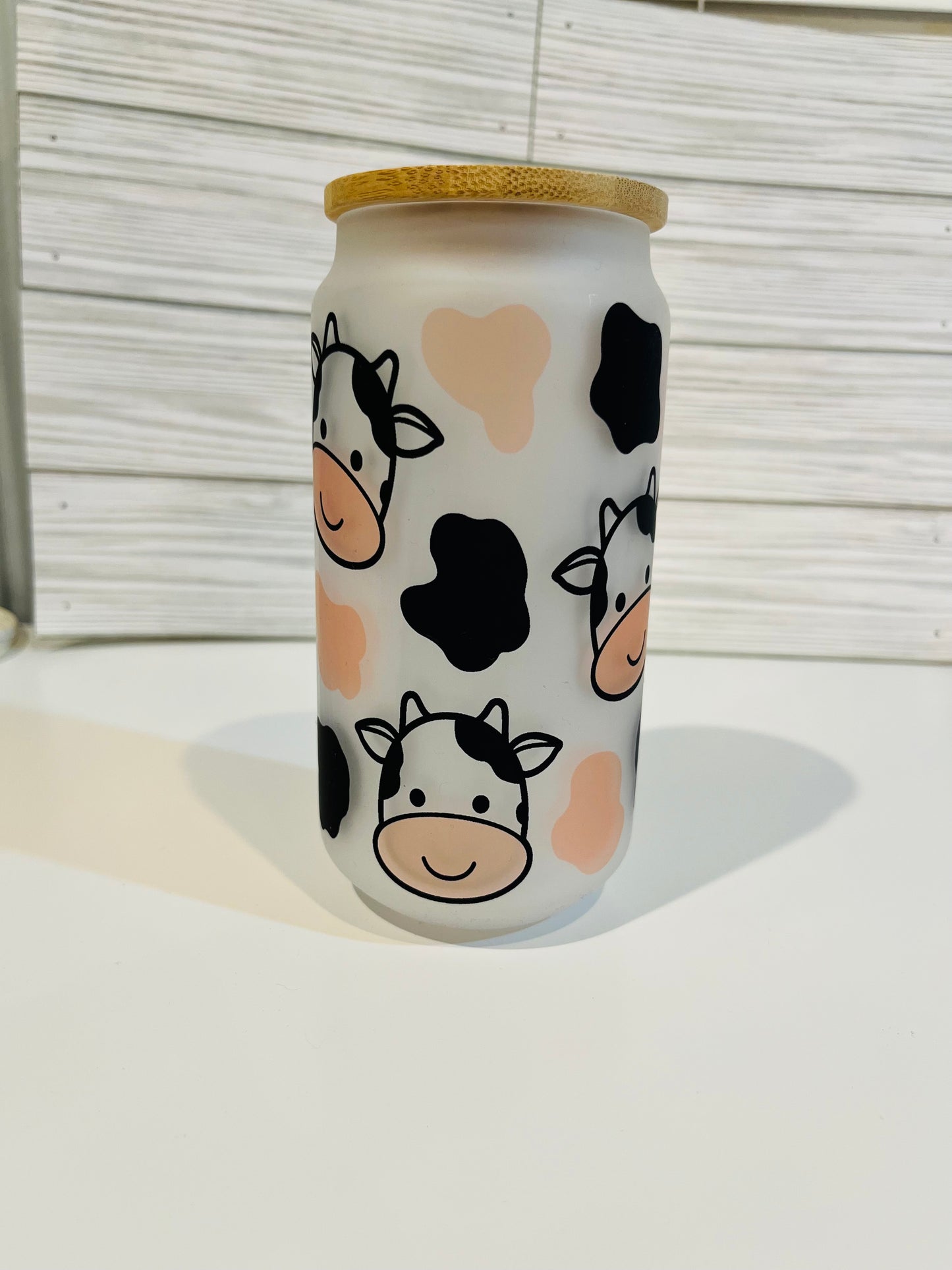 18oz Libby Glass tumbler Personalized Cow pattern