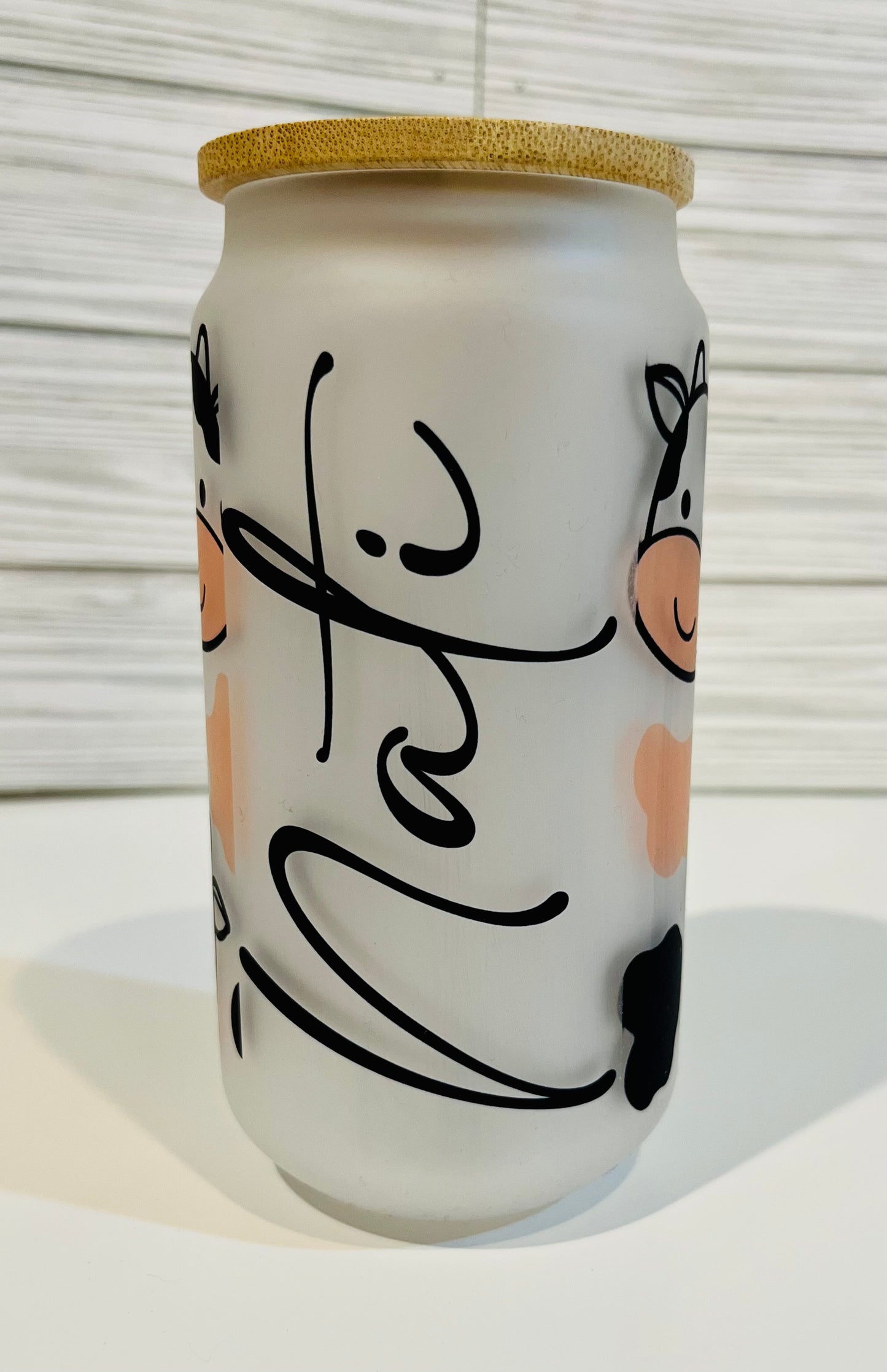 18oz Libby Glass tumbler Personalized Cow pattern
