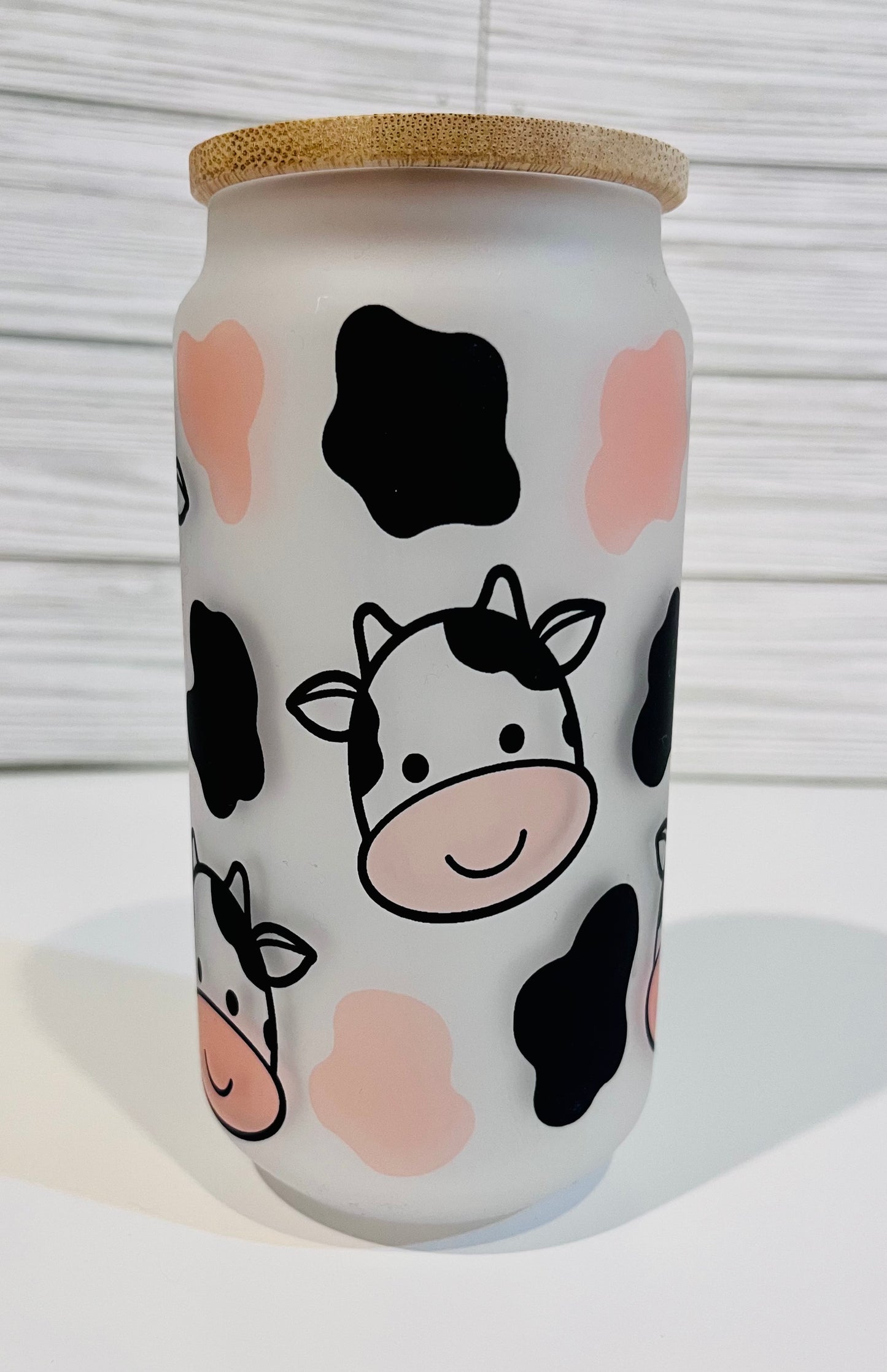 18oz Libby Glass tumbler Personalized Cow pattern