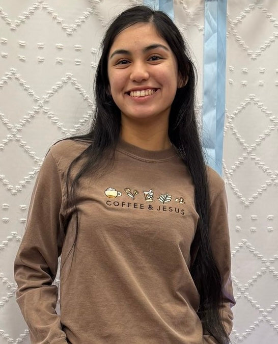 Embroidered "Coffee and Jesus" Espresso Color T-Shirt
