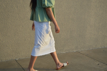 The Garden Grace Embroidered Denim Skirt here