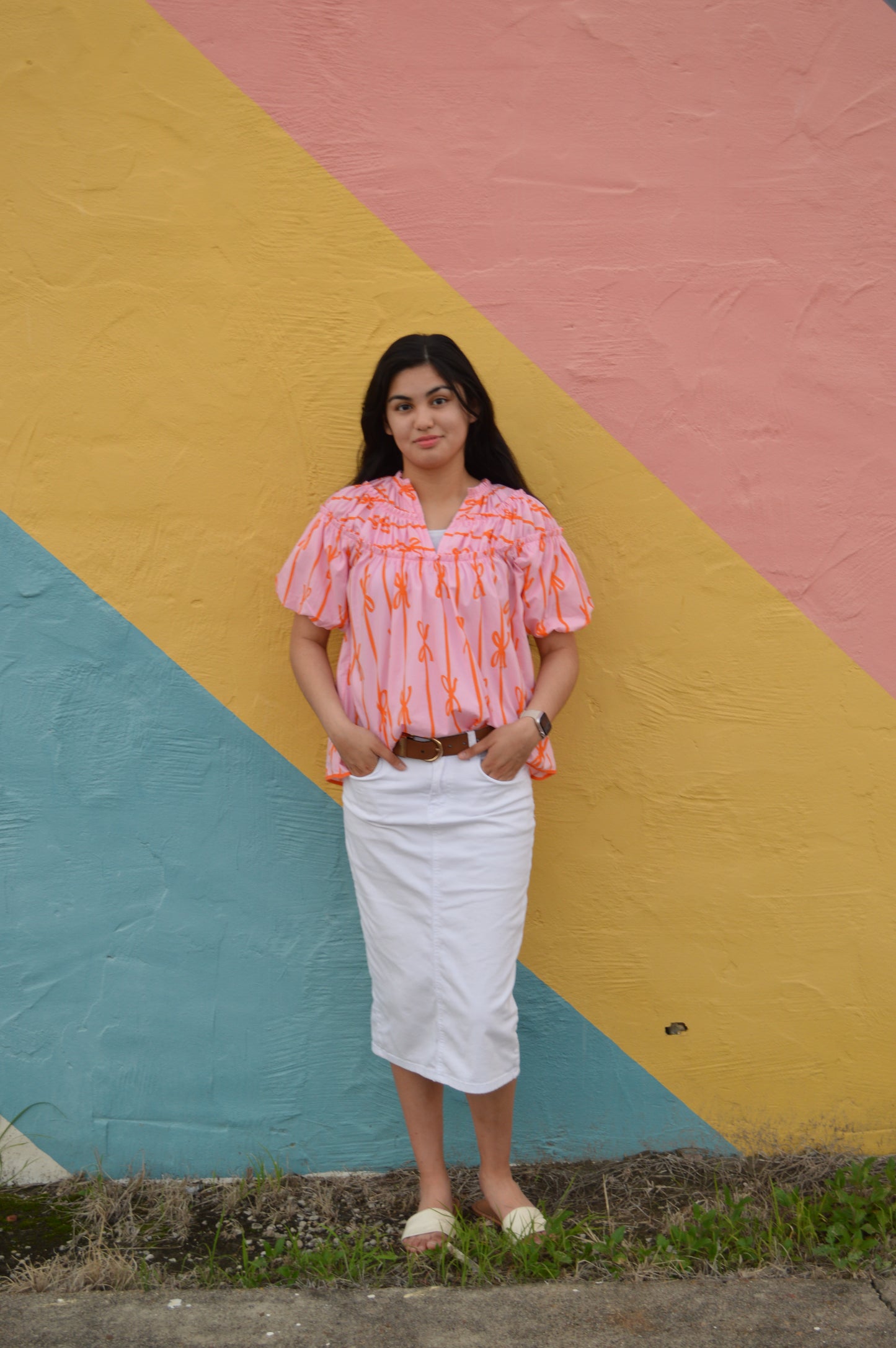 The Sunset Bow Puff Sleeve Blouse