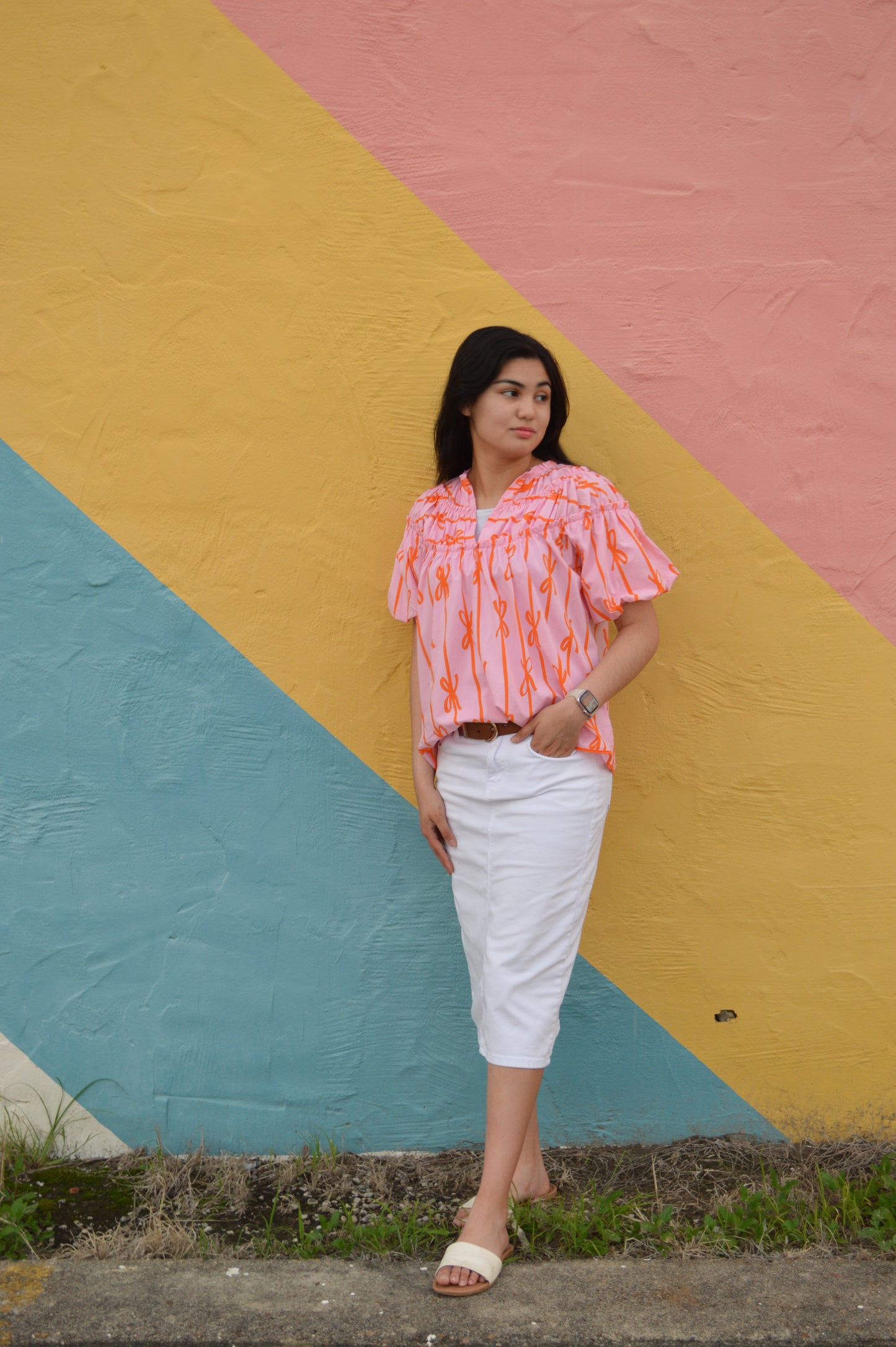 The Sunset Bow Puff Sleeve Blouse