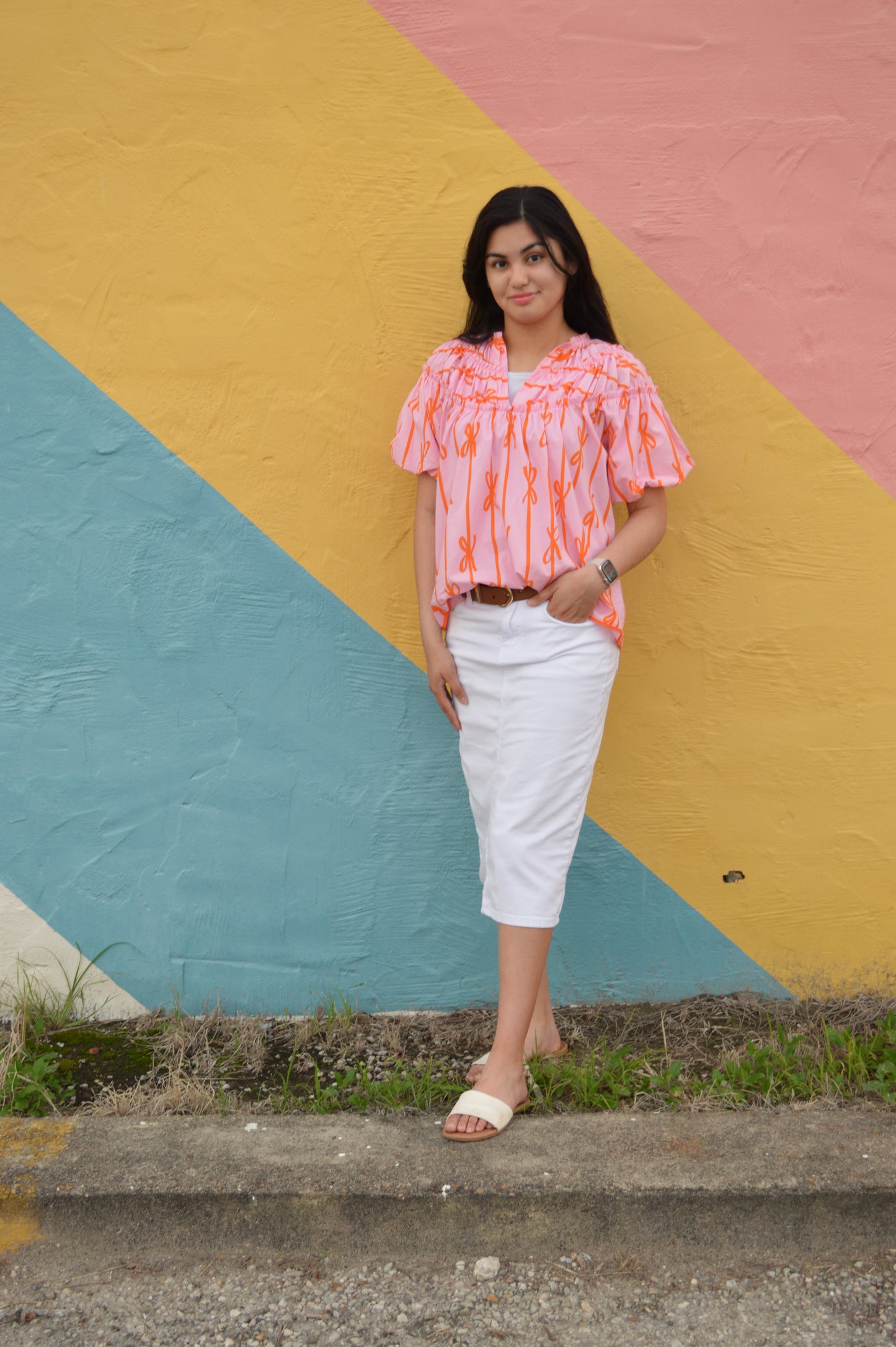 The Sunset Bow Puff Sleeve Blouse