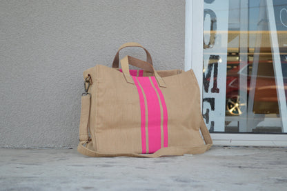 Hot Pink Stripe Tote Bag