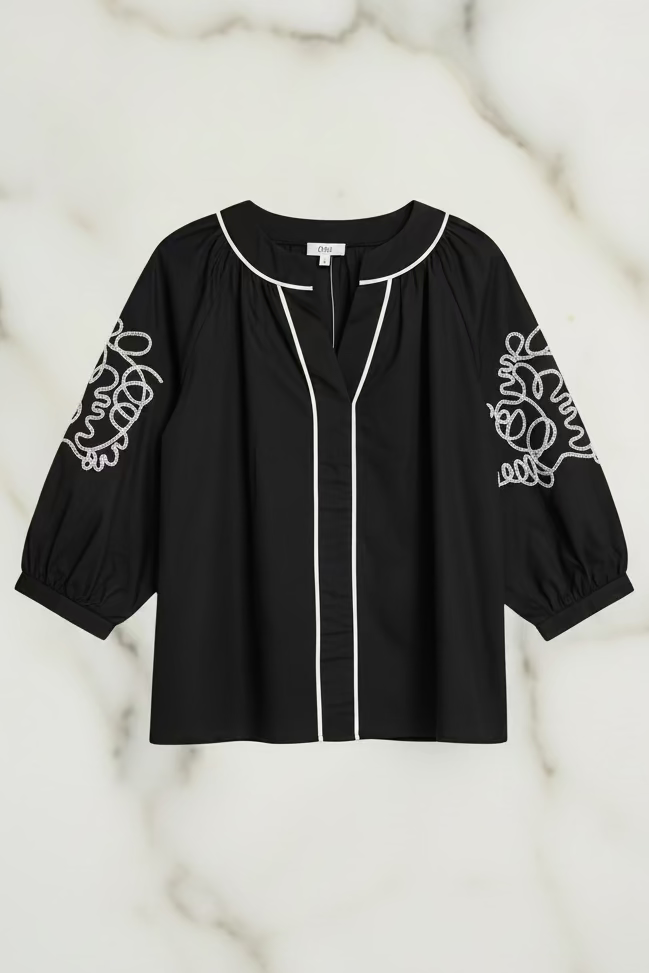 Black & Ivory Elegant Blouse