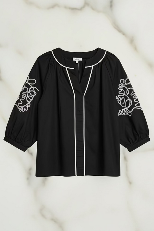 Black & Ivory Elegant Blouse