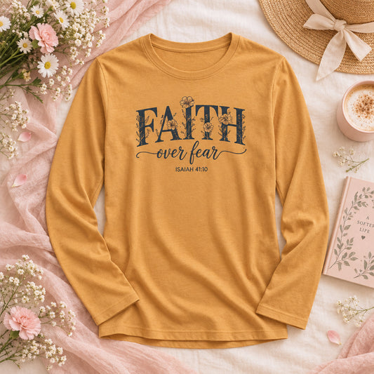FAITH OVER FEAR | Pumpkin Long Sleeve Tee 🍂💙