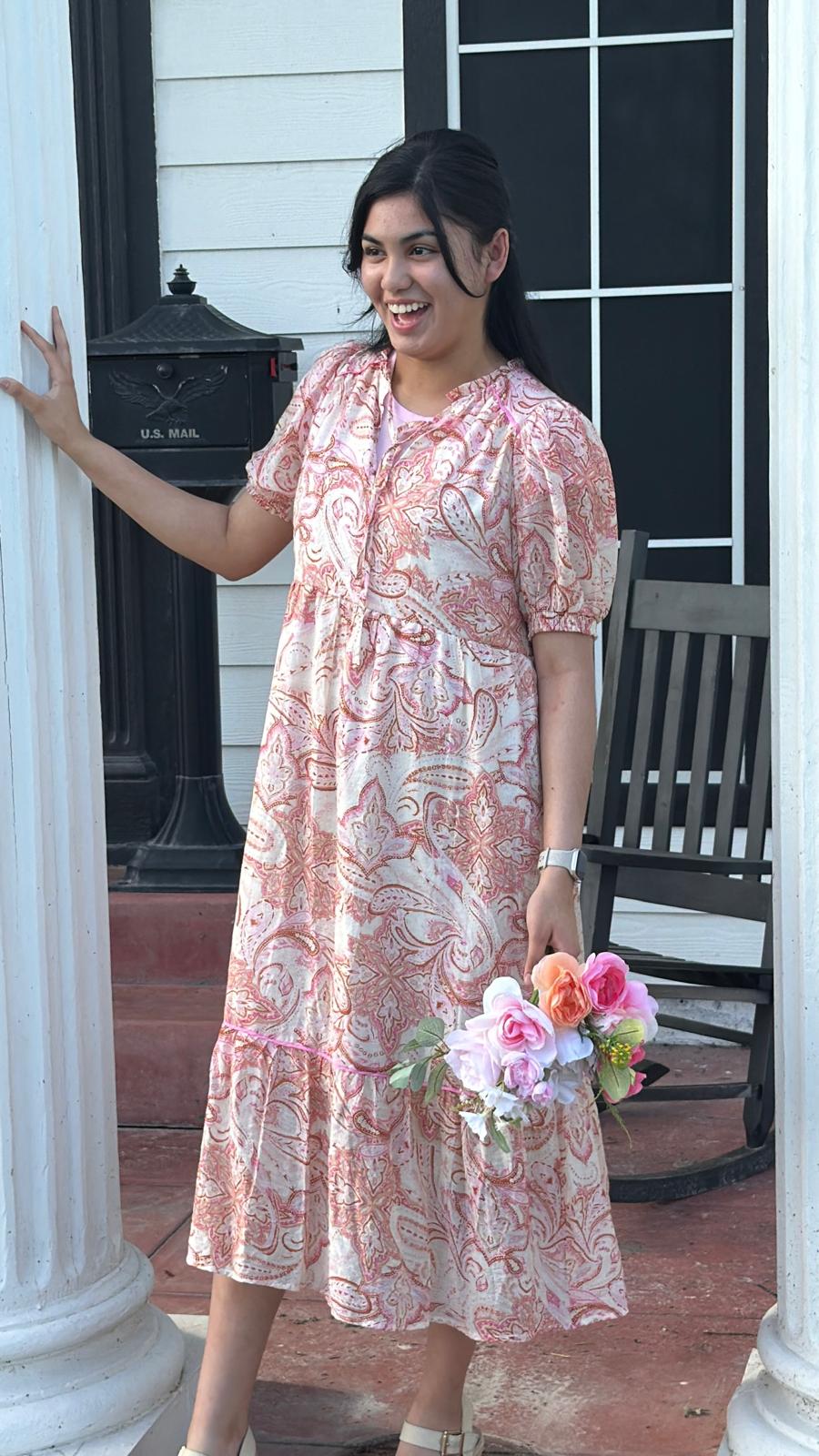 The Peach Blossom Drawstring Dress