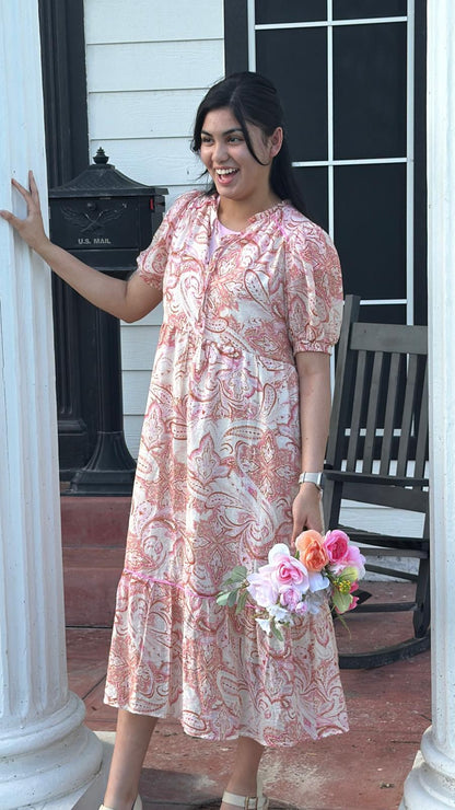 The Peach Blossom Drawstring Dress