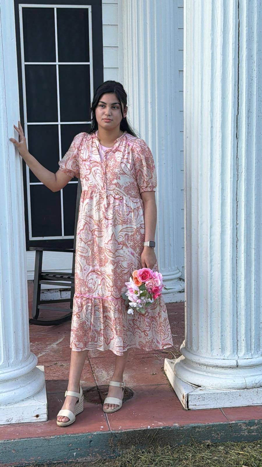 The Peach Blossom Drawstring Dress
