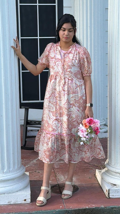 The Peach Blossom Drawstring Dress