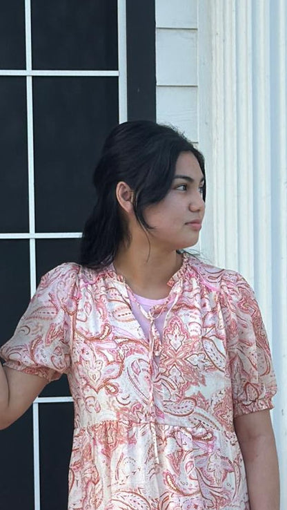 The Peach Blossom Drawstring Dress