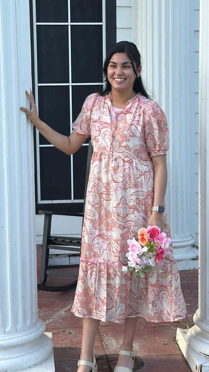 The Peach Blossom Drawstring Dress
