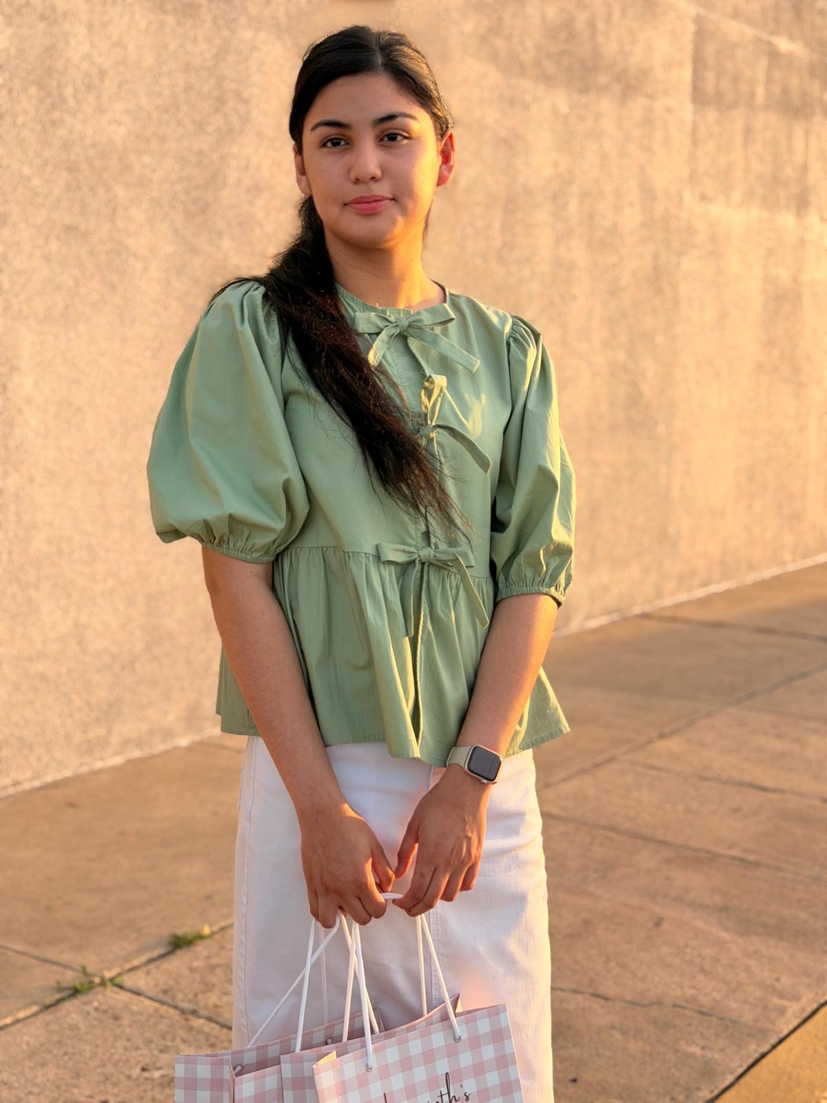 The Olive Bow Front Blouse
