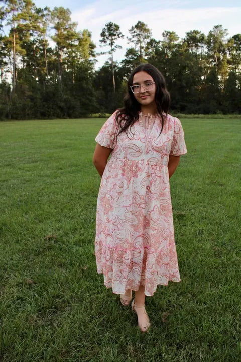 The Peach Blossom Drawstring Dress