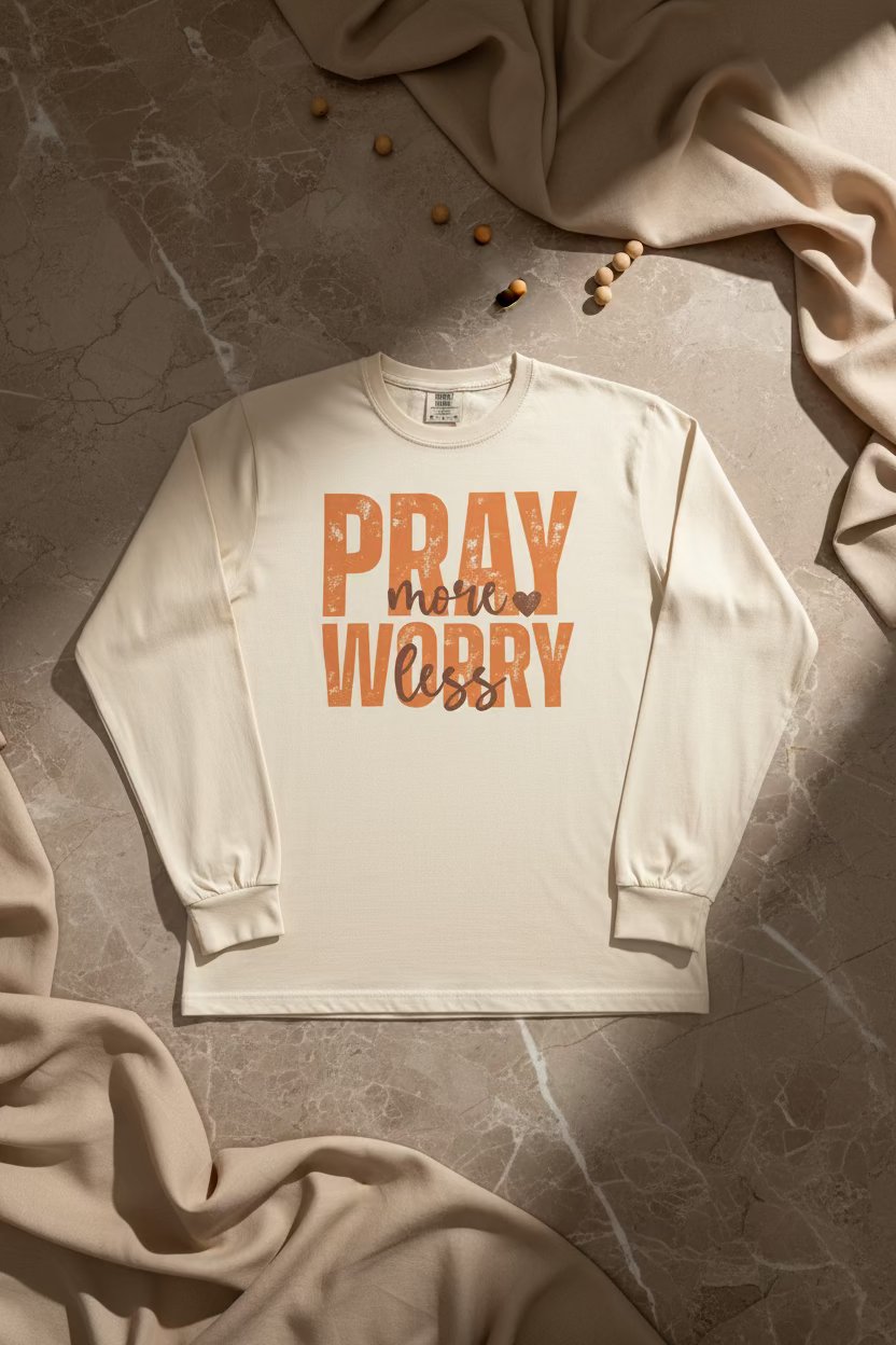 PRAY MORE, WORRY LESS | Autumn Long Sleeve Tee 🍂🤎