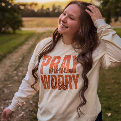 PRAY MORE, WORRY LESS | Autumn Long Sleeve Tee 🍂🤎