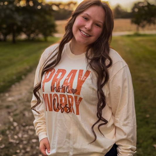 PRAY MORE, WORRY LESS | Autumn Long Sleeve Tee 🍂🤎
